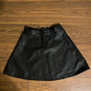 Divided faux ladies black leather mini skirt